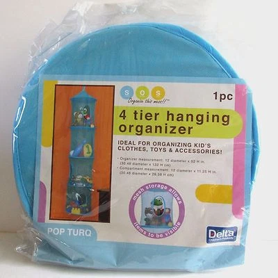Childrens 4 Tier Room Hanging Organizer Round Turquoise Delta SOS  - Image 1 of 4