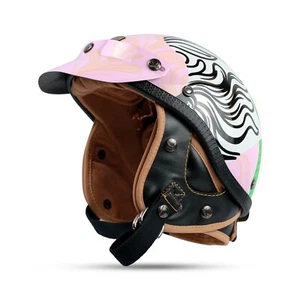 SALE VINTAGE CUSTOM OPEN FACE HELMET ECLIPSE SUEDE GRAPHIC SERIES FOR MOTORBIKES - Picture 1 of 4