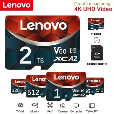 (1)Lenovo Memory Card 128GB Class 10 V60 TF Card 2TB 1TB 512GB 256GB A2 U3 Micro - Image 1 of 4