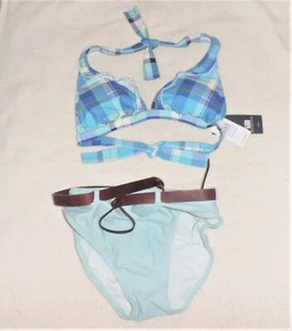 NEW Tommy Bahama Hilfiger Swimsuit Bikini Mixed sz 6 top 8 btm NWT Leather Belt - Picture 1 of 10