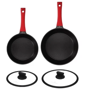 ZWIEGER OBSIDIAN SET OF PANS 24, 28 CM + GLASS LIDS 4 PCS DIE-CAST ALUMINIUM PAN - Picture 1 of 14