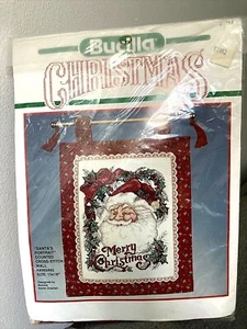 Christmas Holiday Santa Portrait Bucilla Counted Cross Stitch Wall Hanging New - Picture 1 of 8