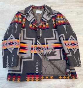 VINTAGE PENDLETON Western Wear Aztec Bottone Frontale Giacca Uomo Marrone TAGLIA 40 - Foto 1 di 8
