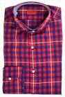 Isaia Fit Sport Shirt Size 15 1/2 Red Plaid 06Sh0782
