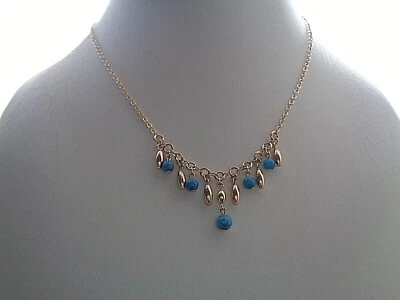 Halskette Gold Türkis Türkiskette 14K Gold Filled Bettelkette - Bild 1 von 4