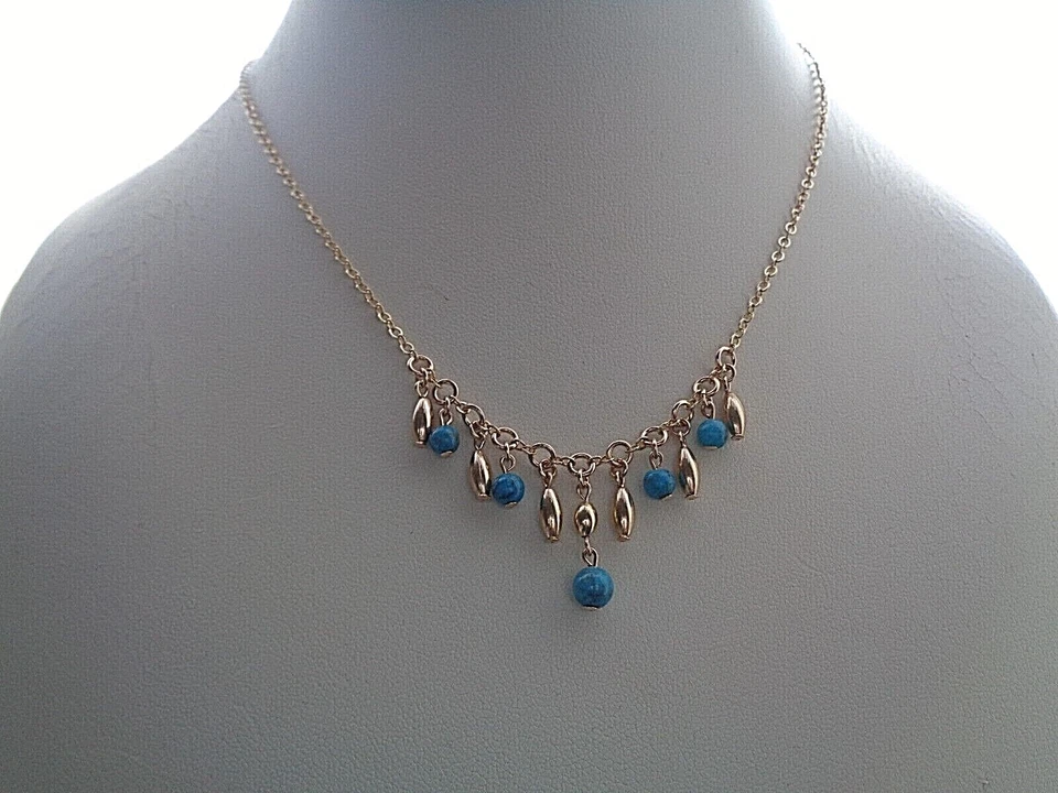 Halskette Gold Türkis Türkiskette 14K Gold Filled Bettelkette - Bild 1 von 4