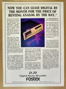 Fostex D-20 DAT Recorder 1991 Vintage Print Ad - Bild 1 von 1