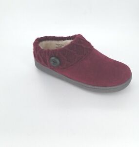 4238 Clarks Womens Knitted Collar Clog Slippers Burgundy Size 7M US