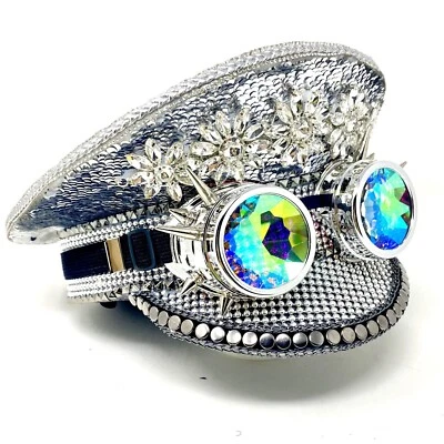 Стимпанк RAVE капитан стиль роскошь женщин девочка со стразами блестки шляпа - Изображение 1 из 4