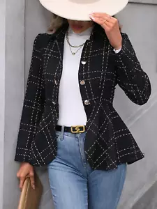 Ruffle Hem Collared Blazer - S-XL - Various Colors - Picture 1 of 29