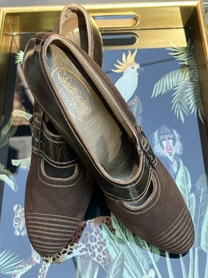 Vintage 1920’s Faux Brown Suede High Heel  Pumps By Style-eez - Image 1 of 4