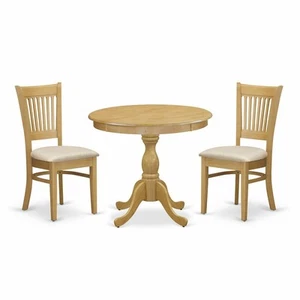 East West Furniture 3 Piece Dining Table Set Contains 1 Round Pedestal Table... - Picture 1 of 11