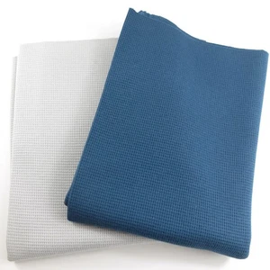 Waffeljersey Clarissa 2x  RESTSTÜCKE  Baumwolle blau / hellgrau je 50 x 150 - Bild 1 von 2