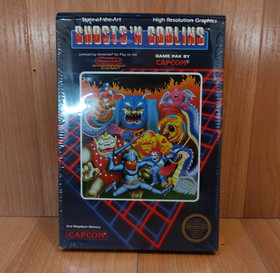 MINTY BOX CIB Hangtab Ghosts 'N Goblins 1st Print complete in nes lot w/ Shrink