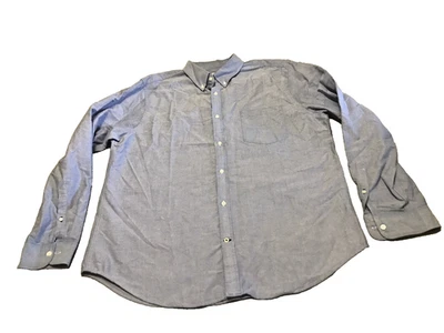 JC Penny Shirt Men 2XL Blue Button Down Long Sleeve Cotton Casual Pockets Preppy - Image 1 of 4