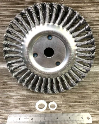 AK 8" Knotted Wire Brush Wheel 7/8" Arbor with 5/8 and 1/2 Spacer Foto 1 de 3