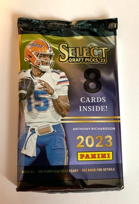 NFL FOOTBALL-2023 Panini Select Draft Picks-NUEVO/SELLADO-paquete de 8 tarjetas-¿inserto automático? Foto 1 de 2