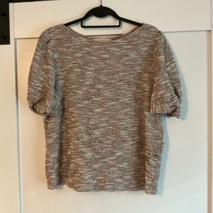Loft Rainbow Textured Puff Sleeve Tee Blouse Size XL Boho Normcore - Picture 1 of 5