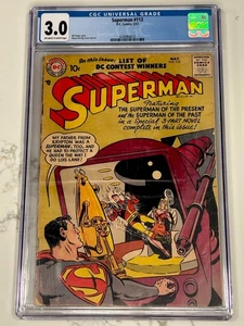 Superman #113 CGC 3.0 (1957) Superman of Past & Present! DC Key Silver - Picture 1 of 2