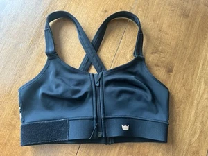 Shefit Flex Sports Bra Luxe Zip Adj Shoulder & Back Strap Black/Rose Gold Logo - Picture 1 of 3