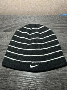 Nike Black & White Striped Kids Winter Hat - Picture 1 of 4