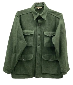 Vtg Woolrich Men’s Large Chore Four Pocket Flannel Coat Button Up Wool - Picture 1 of 8