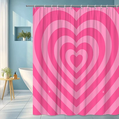 Cortina de ducha corazones rosas para linda decoración de baño Foto 1 de 4