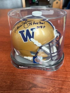 Warren Moon Signed Washington Huskies Mini Helmet Rose Bowl MVP - Picture 1 of 8