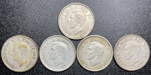 (Lot Of 5) Canada 10 Cents Silver Coins: 1944 & (4) 1947 - Picture 1 of 2