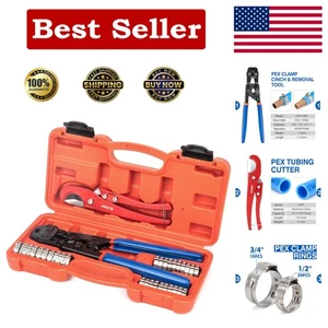 Ergonomisches PEX Clamp Cinch Werkzeug Set mit Klemmringen & Cutter - NSF zertifiziert - Bild 1 von 10