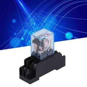 LY2NJ 8 Pins Electromagnetic Power Relays With Socket Base Indicator Light Zz1 - Picture 1 of 12