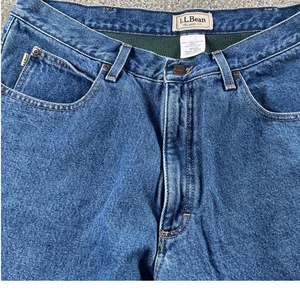 L.L.Bean Relaxed Fit Fleece Lined Jeans Men's 36 Blue Denim Winter Warm Pants - Picture 1 of 6
