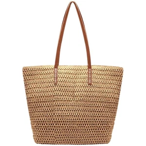 Strohtasche große Kapazität Strand Sommer Tragetaschen für Frauen Urlaub Miss - Bild 1 von 12