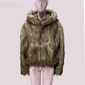 Mujeres Mangas Largas Invierno Cálido Chaquetas Piel de Zorro Grueso Con Capucha Corto Abrigo de Piel Real - Imagen 1 de 21