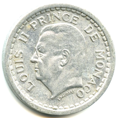 Monaco 1 franc aluminium Louis II 1943 n°7415 - Photo 1/2