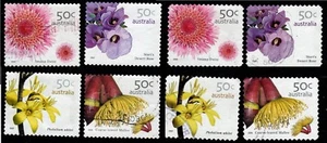 Australia 2005 50c Flowers Peel & Stick, both perfs (13, 11½) SG2534-7,2534a-7a - Picture 1 of 1