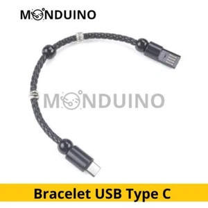 Bracelet en cuir tressé USB Type C Câble de Données et Chargement Rapide Cordon - Photo 1 sur 4