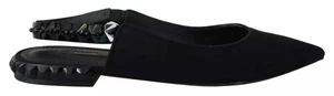 Dolce&Gabbana Women Black Sandals Silk Stretch Ponted Toe Slingback Shoes EUR 37 - Picture 1 of 8