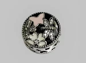 Genuine Pandora Springtime Butterfly Dragonfly Flower Charm 791842ENMX Retired - Picture 1 of 8