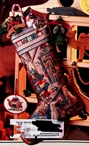 Cross Stitch Pattern Christmas Stocking SANTAS WORKROOM Noah Ark Dolls Toys Fun - Picture 1 of 10