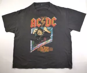 vintage AC/DC Razors Edge T-Shirt Mens xl World Tour 1990 Brian Johnson USA 90s - Picture 1 of 11