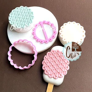 Scalloped circle cookie cutter 2 pieces set. 2" diameter - Picture 1 of 8