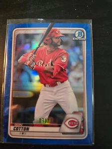 2020 Bowman Draft Chrome Blue Refractor /150 Quin Cotton #BD-104 Reds - Picture 1 of 2