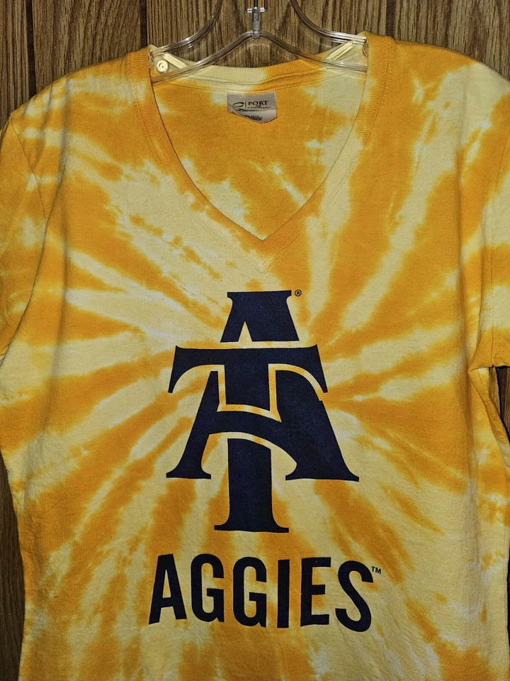 North Carolina A&T Small Womens Yellow TieDyed Graphic Logo Tshirt NCAA - Image 1 of 4