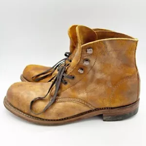 Wolverine 1000 Mile Womens Boots Size 8 Golden Brown Leather USA Made Lace Up - Picture 1 of 10