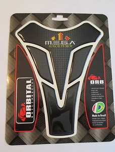 ORBITAL TANK PROTECTOR PAD UNIVERSAL MEGA ENERGY - CARBON FIBER/RED 5.7" x 6.69" - Picture 1 of 1