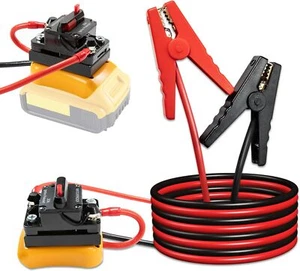 Jumper Cables for DeWalt 20v Batteries, With Switched Waterproof Circuit Breaker - Picture 1 of 7