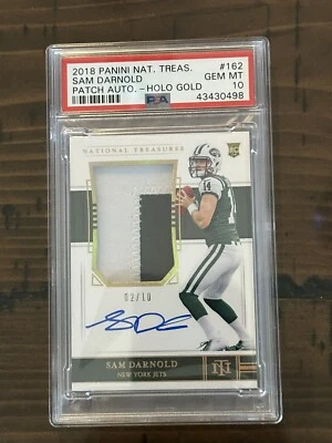 2018 Sam Darnold PSA 10 National Treasures Holo Gold /10 Pop 1 Rookie Patch Auto - Image 1 of 2