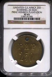 German East Africa - Prinz Heinrich Plantation 250 NGC XF 45 - Picture 1 of 2