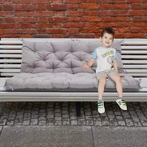 Outdoor Bench Cushion Waterproof Swing Seat Pad Replacement with Backrest & Ties - Picture 1 of 24